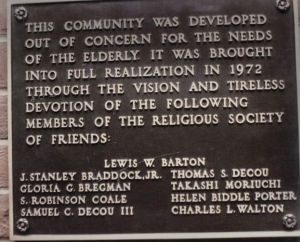 Plaque in the entry foyer of the community building